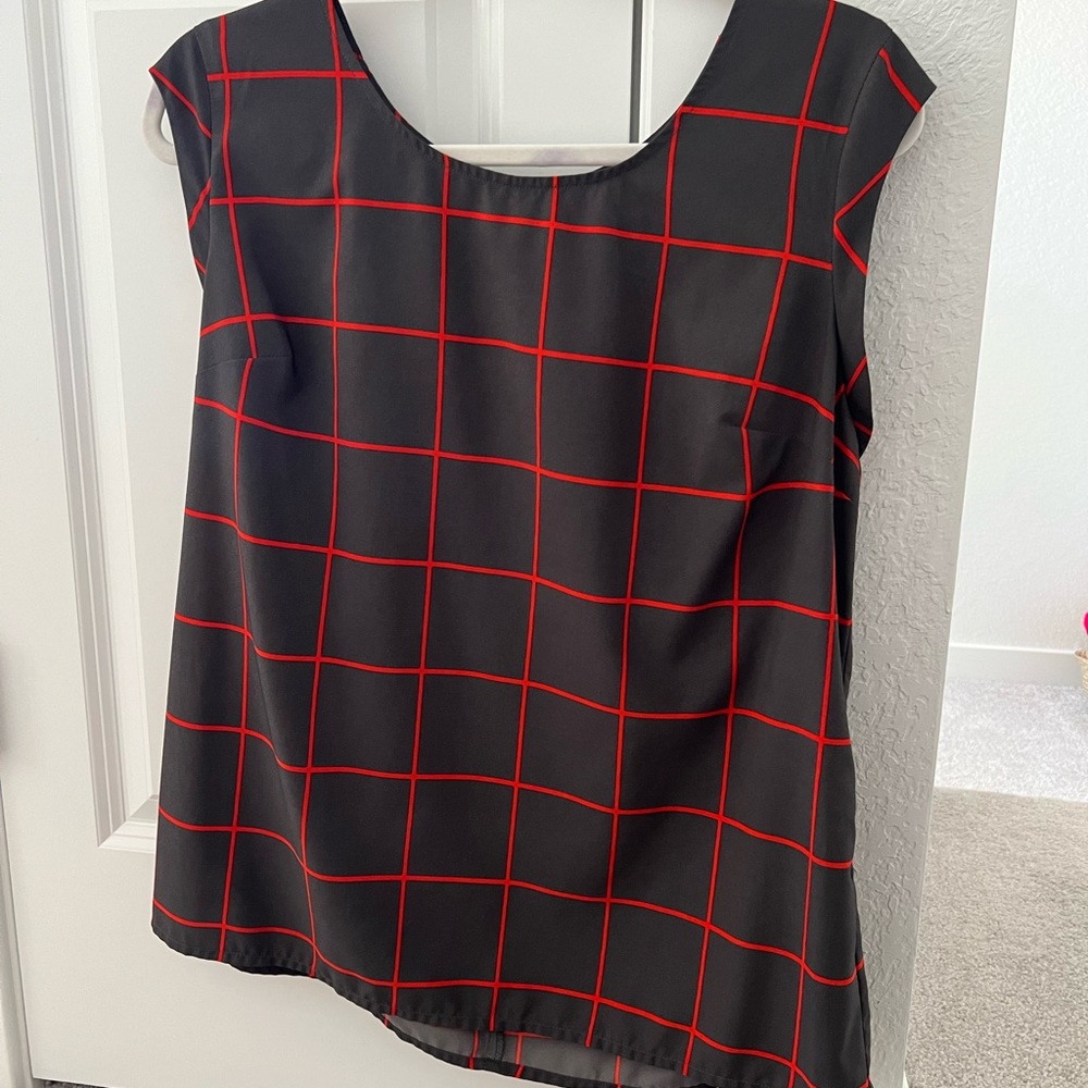 MERONA Gray and Orange Windowpane Tank